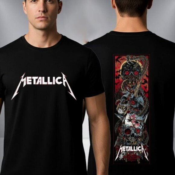 Metallica M72 Melbourne 11.08.2025 Gildan Tee Two-Sided Tour Poster Shirt - Picture 1 of 2